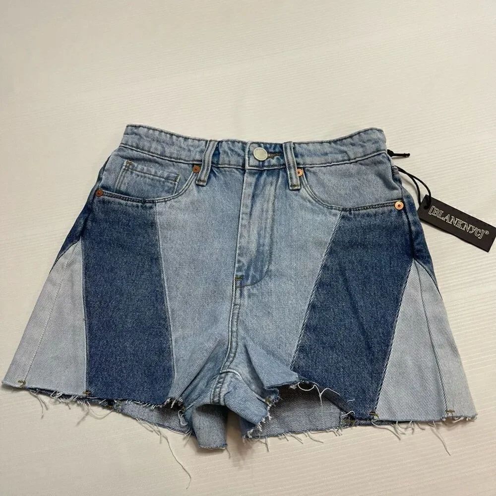 NWT Blank NYC The Reeve Patchwork Shorts Size 25 New
